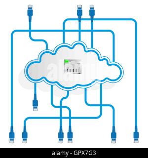 Cloud data storage. Mirroring. Worldwide network. Stock Vector