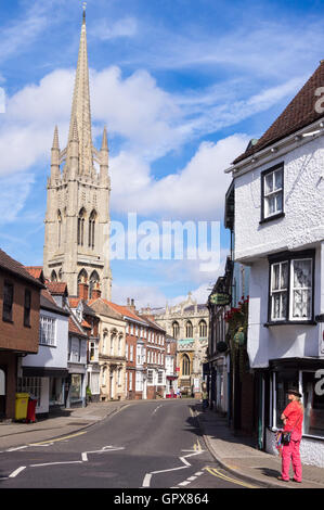 St James' Church seen from Upgate, Louth, Lincolnshire, England Stock Photo