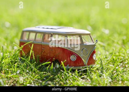 VW figurine bus as a symbol for holiday in summertime Stock Photo