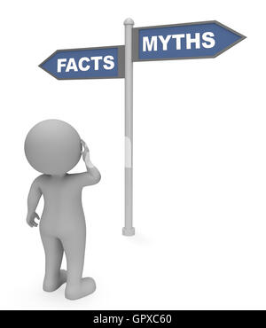 Facts Myths Sign Showing Data False And Truth 3d Rendering Stock Photo