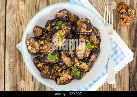 Fried Eggplant with Walnuts Stock Photo