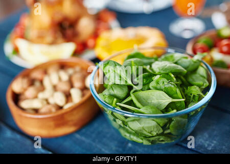 Fresh Basil Leaves in Bowl Stock Photo