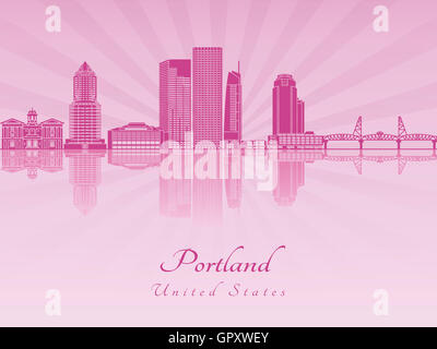 Portland V2 skyline in purple radiant orchid in editable vector file Stock Photo