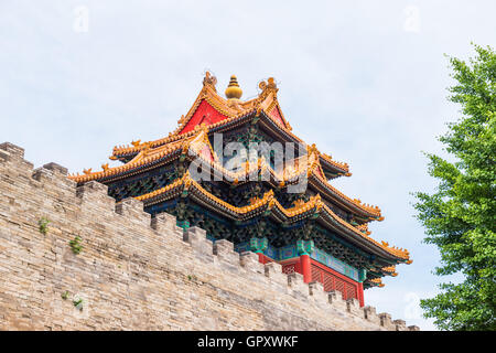 Corner Tower in Imperial Palace in Beijing, China Stock Photo