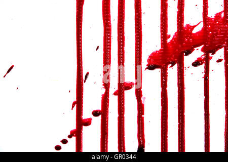 set 8. blood drop and bloodstains on isolated white background for horror content. Stock Photo