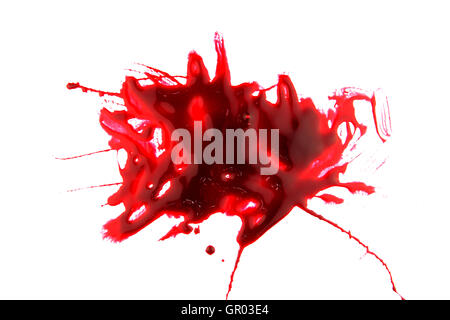 set 8. blood drop and bloodstains on isolated white background for horror content. Stock Photo