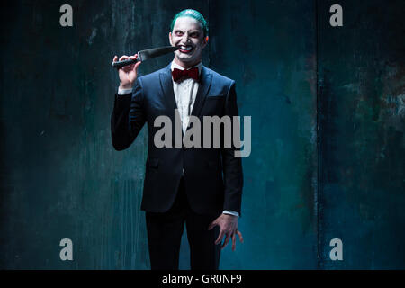 Bloody Halloween theme: crazy joker face Stock Photo