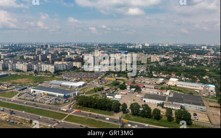 Kiev suburb aerial cityscape from airplane Stock Photo