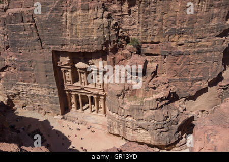 Bird's-Eye View Al-Khazneh 'The Treasury' in Petra, Jordan Stock Photo