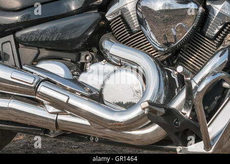 engine system on a motorcycle closeup Stock Photo