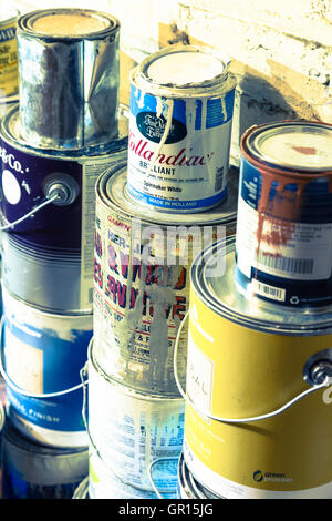 Discarded Paint Cans, USA Stock Photo