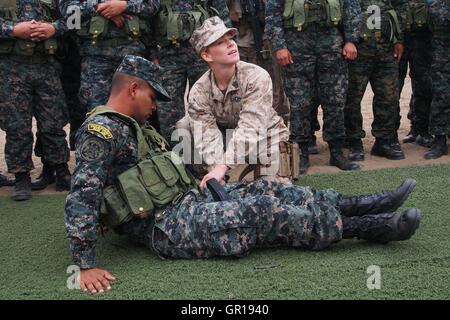 Lima, Peru. 5th September, 2016. A USMC task force arrived to Lima, onboard USNS Pililaau (T-AKR-304), for humanitarian exercises with their Peruvian counterparts as part of exercise Koa Mohana. (C) Carlos Garcia Granthon/Fotoholica/Alamy Live News Stock Photo