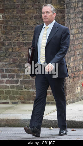 London, UK. 6th September, 2016. International Trade Secretary Liam Fox arrives at Downing street for the weekly cabinet meeting following the Parliamentary summer recess. Credit:  Paul Davey/Alamy Live News Stock Photo