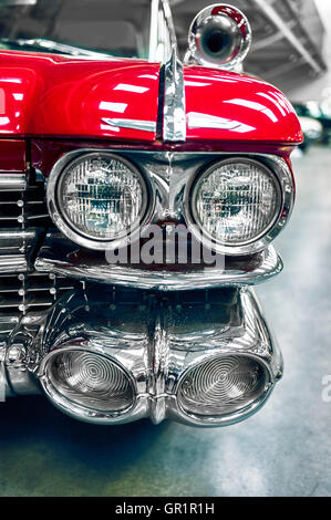 American 60s car ambulance detail of headlights Stock Photo