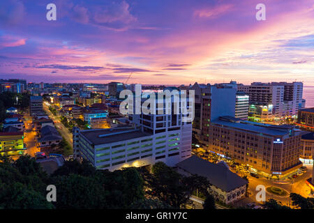 Sunset over Kota Kinabalu skyline, Kota Kinabalu is the capital city of Sabah State Stock Photo