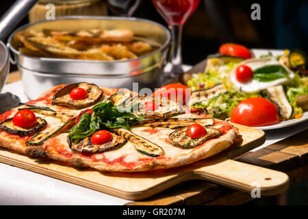 Pasta restaurant in Rome city Italy south Europe. Egg noodles, homemade food.Tasty and authentic Italian food. Stock Photo