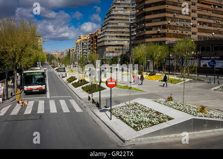 Granada, Spain - March 23, 2008 - The narrow street with new quarter, Granada, Spain Stock Photo