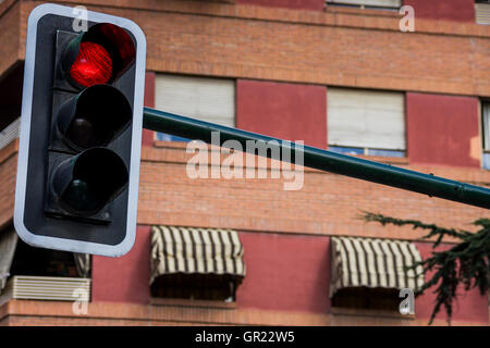 Granada, Spain - March 23, 2008 - red traffic lights in the city Stock Photo