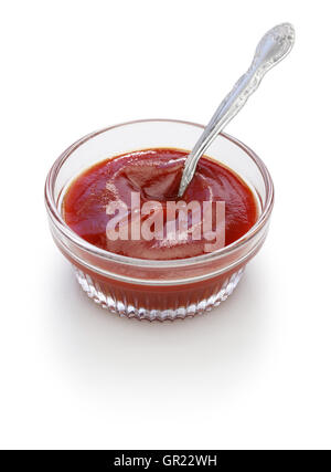 tomato ketchup, table condiment isolated on white background Stock Photo