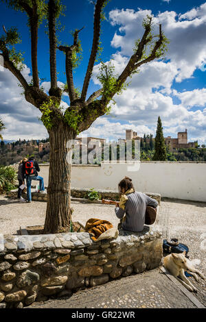 Granada, Spain - March 23, 2008 - Albaicin Neighborhood in Granada, Spain Stock Photo