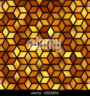 Vector Seamless Golden Shades Gradient Cube Shape Rhombus Grid Geometric Pattern Stock Vector