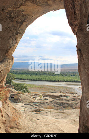 View from stone city Uplistsikhe, Georgia Stock Photo