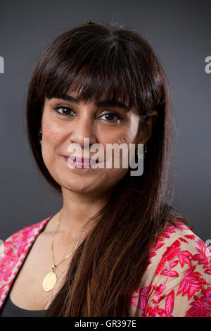 Sumayya Usmani, the Pakistani food writer, author and cookery teacher, at the Edinburgh International Book Festival. Edinburgh, Scotland. 21st August 2016 Stock Photo