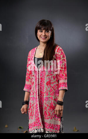 Sumayya Usmani, the Pakistani food writer, author and cookery teacher, at the Edinburgh International Book Festival. Edinburgh, Scotland. 21st August 2016 Stock Photo