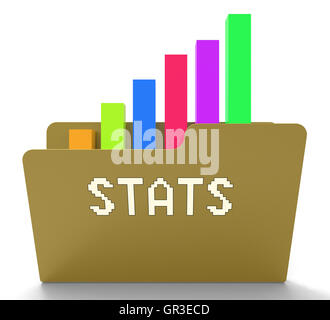 Stats File Indicating Business Graph And Folders 3d Rendering Stock Photo