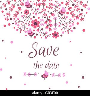 Set of vector floral frames. Cute collection of wreaths made of hand drawn leaves and flowers. Vintage set for invitations. save the date cards and other. Stock Vector