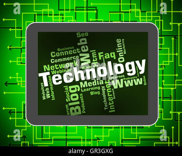 Technology Word Indicating Electronic Words And Hi-Tech Stock Photo