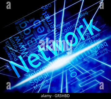 Network Word Meaning Global Communications And Internet Stock Photo