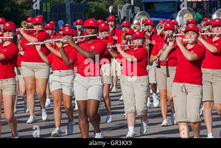 Detroit, Michigan - The Chippewa Valley High School marching band plays during Detroit's Labor Day parade. Stock Photo