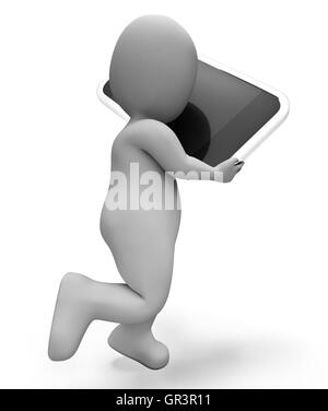 Character Smartphone Representing Voice Over Ip And Www 3d Rendering Stock Photo