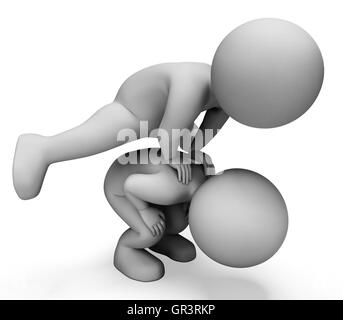 Gym Exercise Indicating Leap Frog And Game 3d Rendering Stock Photo