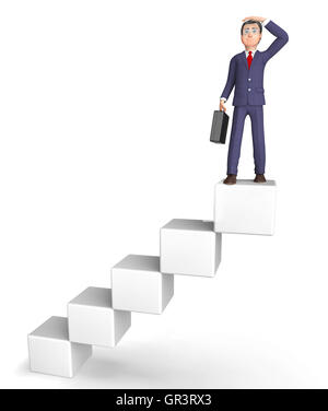 Stairs Achieve Meaning Business Person And Aim 3d Rendering Stock Photo