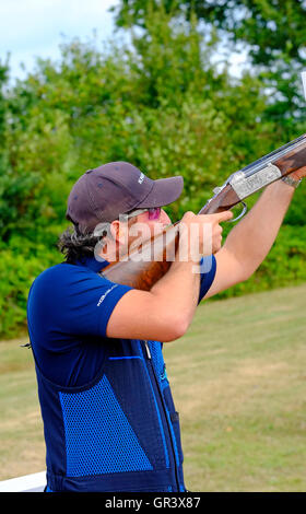 clay pigeon shooting Stock Photo