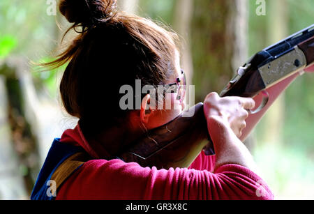 clay pigeon shooting Stock Photo