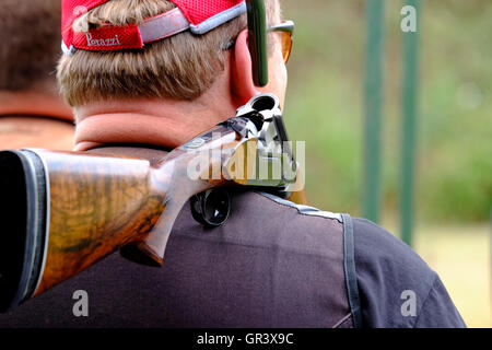 clay pigeon shooting Stock Photo