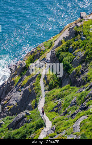 Cabot Trail - Bright summer day - people go hiking along the Cabot Trail in St. John's Newfoundland, Canada. Stock Photo