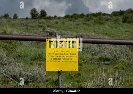 No trespassing sign on private land - Elmore County, ID