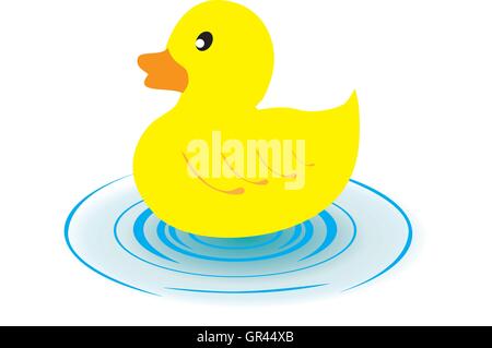 vector illustration of a rubber duck and water splash Stock Vector