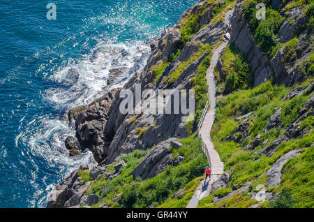 Cabot Trail - Bright summer day - people go hiking along the Cabot Trail in St. John's Newfoundland, Canada. Stock Photo