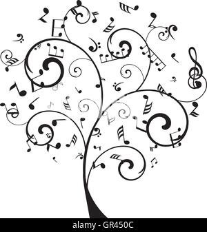 vector illustration of a tree with musical notes Stock Vector