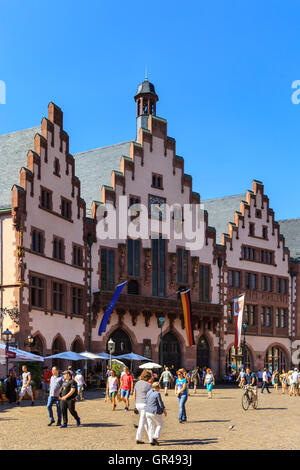 The RÖMER town hall in the historic part of Frankfurt on the Main ...