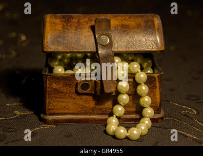 Pearl Necklace in gift box Stock Photo