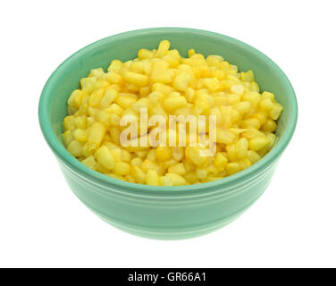 Shoepeg white corn with a butter sauce in a bowl isolated on a white background. Stock Photo