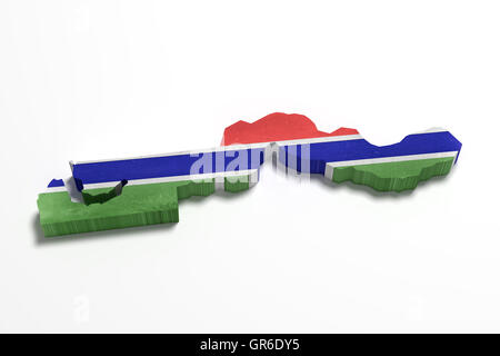3d rendering of Gambia map and flag on white background Stock Photo - Alamy