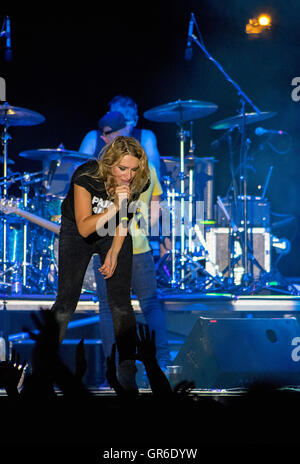 Singer Sandra Nasic  of Guano Apes during performance at outdoor festival FEZEN in Hungary on 6th of August, 2016 Stock Photo