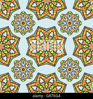Seamless pattern from abstract elements in ethnic style Stock Vector